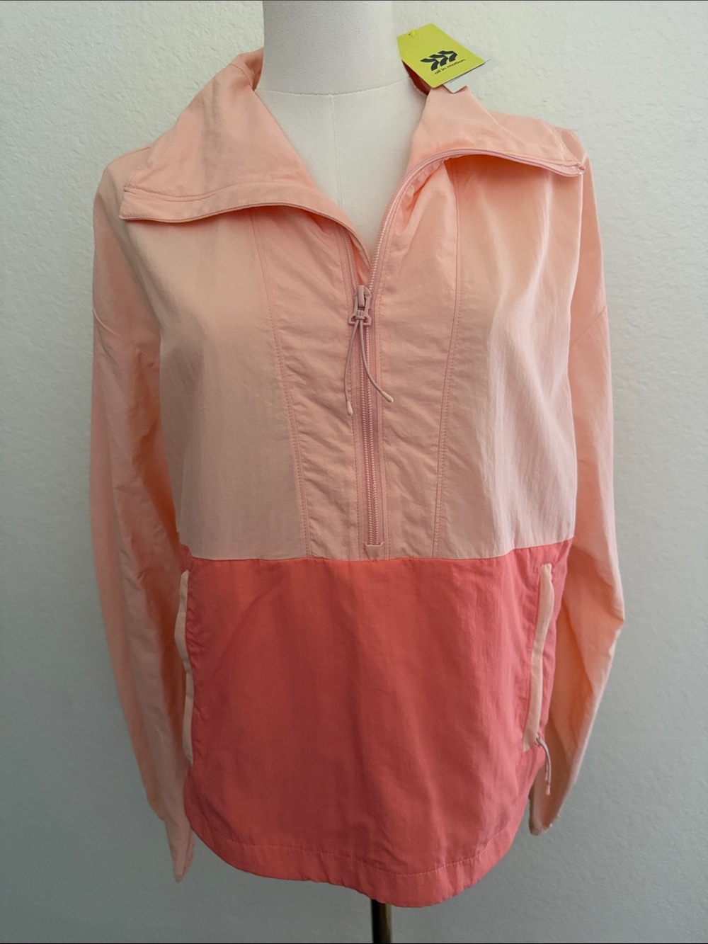All In Motion Peach & Coral Half-Zip Windbreaker Pullover